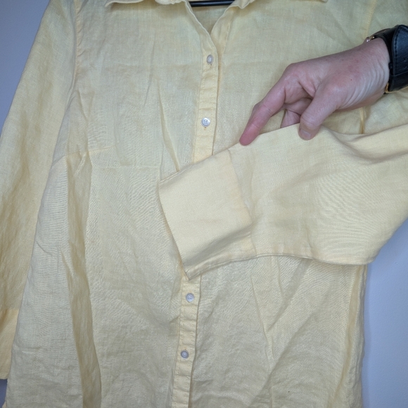 Talbots Yellow Button-Up Shirt 100% Linen Size 6 - Picture 5 of 7